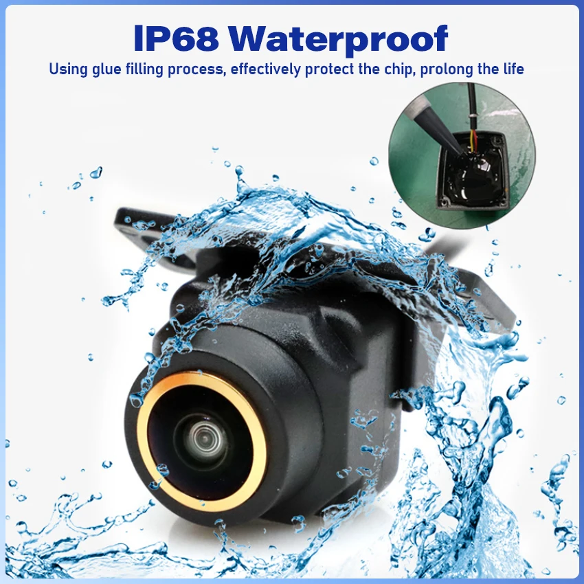 

AHD 1080P 170 ° Камера переднего вида автомобиля с золотым объективом «рыбий глаз» ночного видения для Jeep Compass Wrangler JK Liberty Light Car