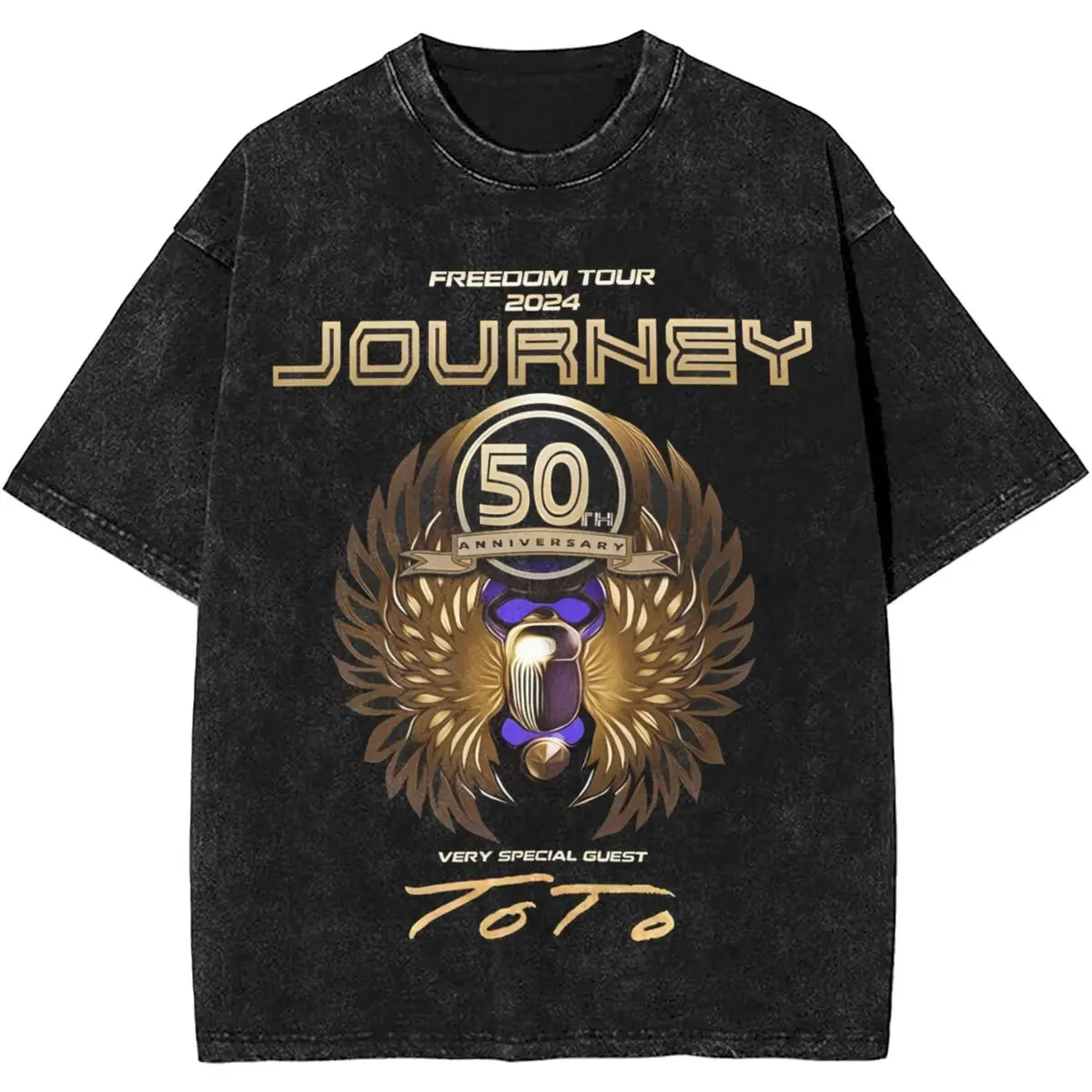 Summer Freedom Tour 2024 Journey Rock Band Toto Washed T Shirt Outfit Oversize T-Shirts Men Women Tee Shirt