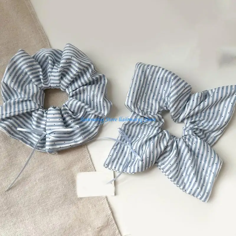 

573B Striped Pattern Hair Clip Headscarf Hair Rope for Girl Camping Ponytail Holder