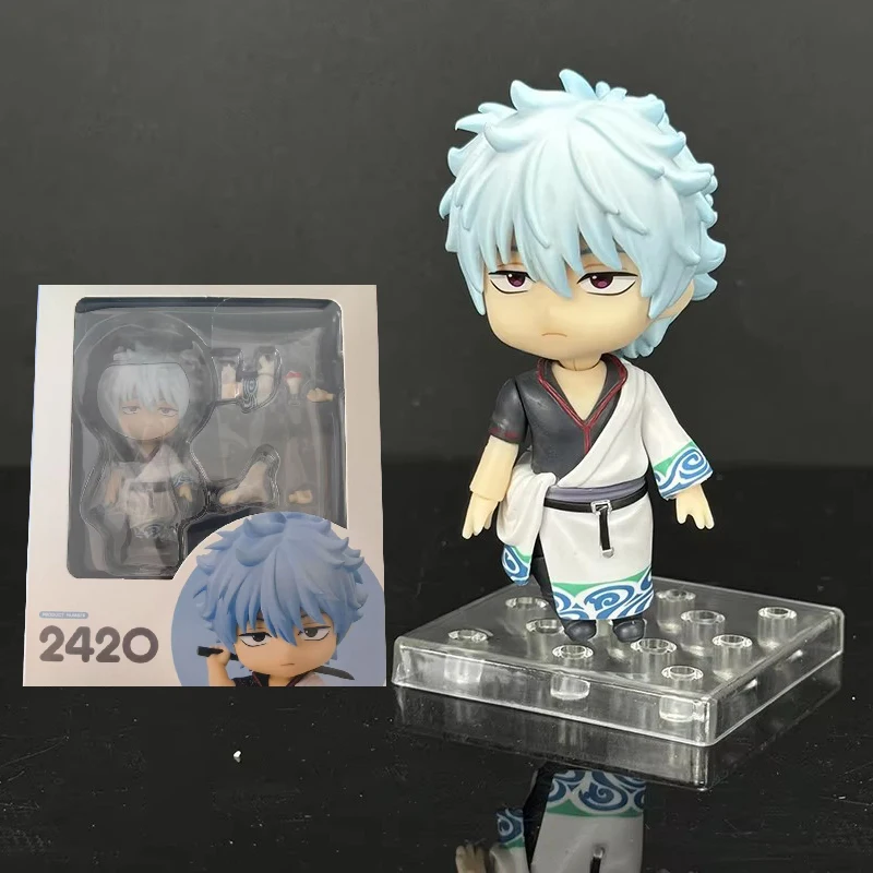 Anime Cute Gintama 2420# Figure Nendoroid Q Version Sakata Gintoki Action Figures Desk Decore Doll 10cm PVC Collection Toys Gift