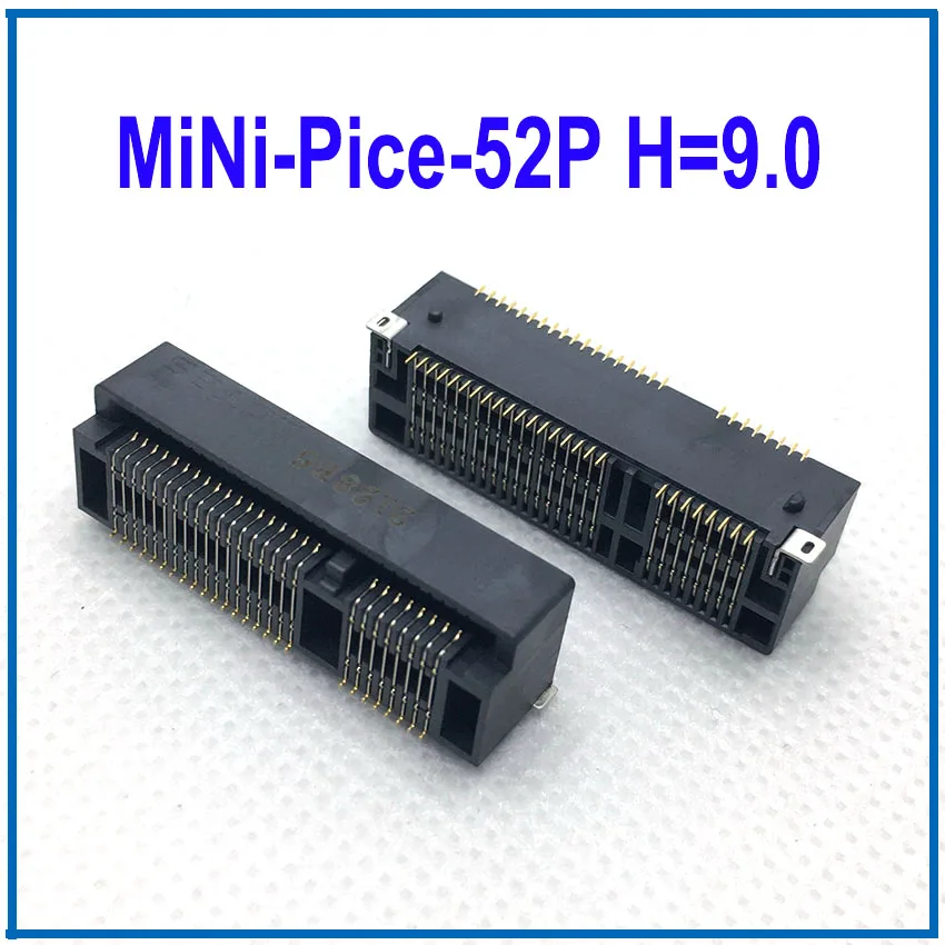 Imagem -03 - Mini Pcie Msata Conector Pci-e Soquete Slot 52p Suporte para Cartão H4.0 H5.2 H5.6 H6.8 H9.0 mm para Notebook Mini Ssd Pcie Smt 50 Peças