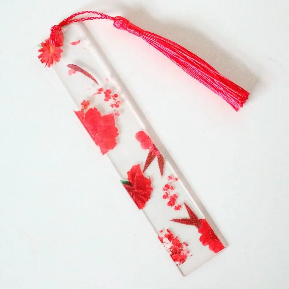 

Transparent Acrylic Reading Bookmark Flower With Colorful Tassel Book Page Marker Vintage Cute Bookmarks Crafts Graduation Gift