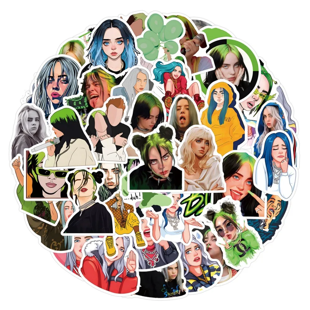 55 STKS KPOP Billie Eilish Popmuziek Groep Thema Party Scooter Bagage Water Cup Graffiti Stickers Gift