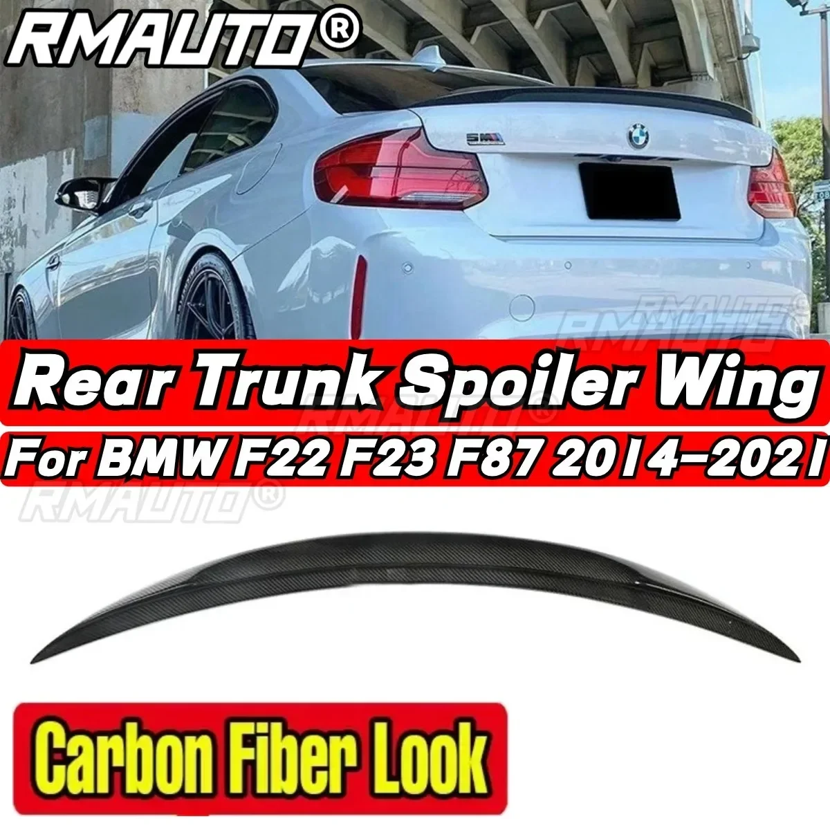 For BMW 2 Series F22 F87 2014-2021 M235i 220i 228i Rear Spoiler P Style Body Kit Car Rear Trunk Spoiler Car Accessories