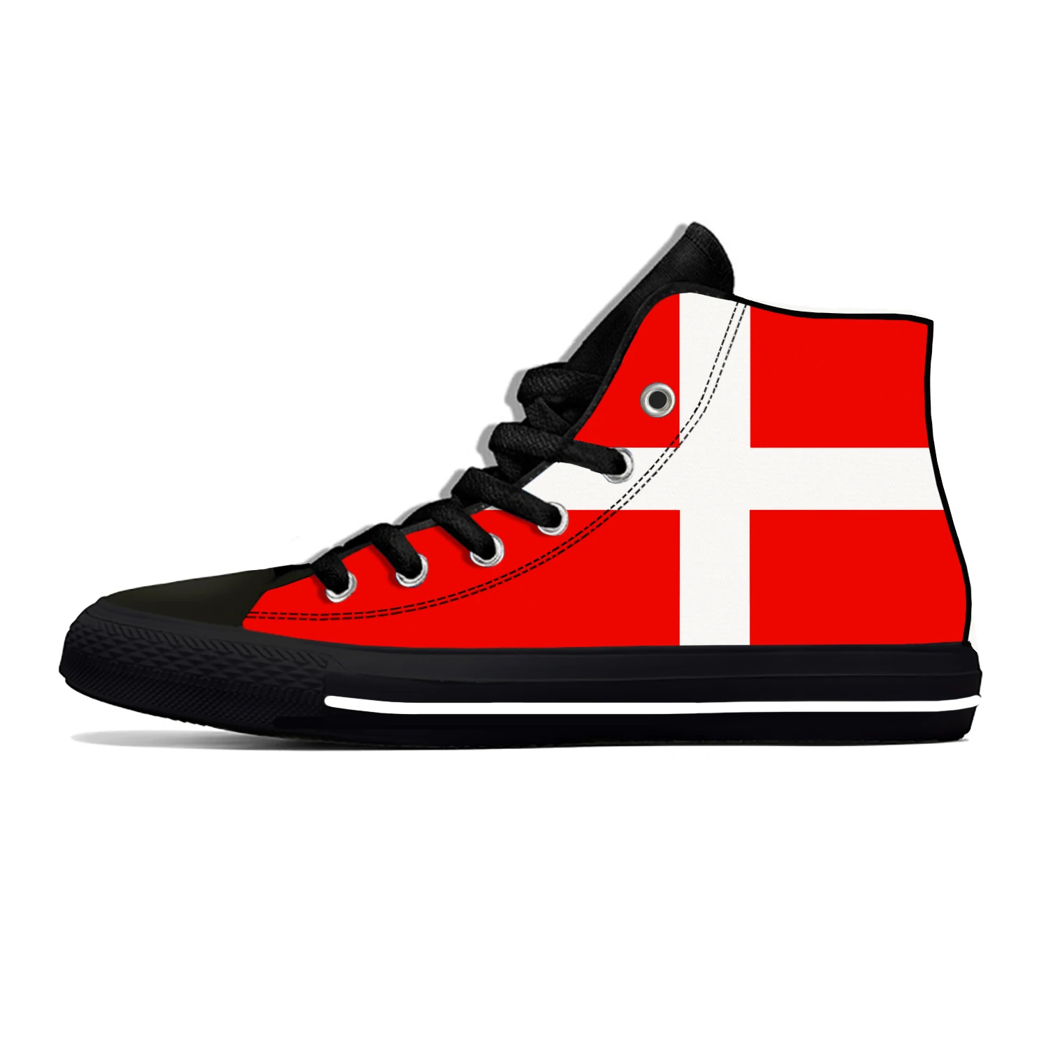 Hot Denmark Danish Kingdom Flag Patriotic Fashion Casual Shoes High Top Lightweight Men Women Sneakers Breathable Board Shoes