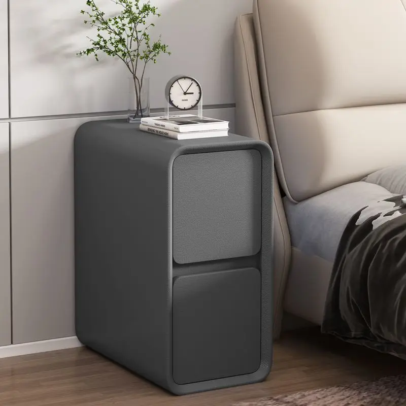 طاولة بجانب السرير صغيرة كريمية شعبية حديثة فاخرة وبسيطة منضدة من الخشب الصلب مع درجين لمنضدة غرفة النوم