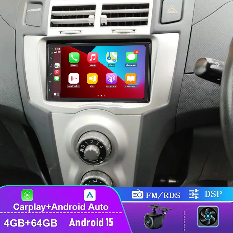 

7" 4-64GB For Toyota Yaris 2004-2011 Car Radio Fit Special Center Console Wireless CarPlay Head Unit