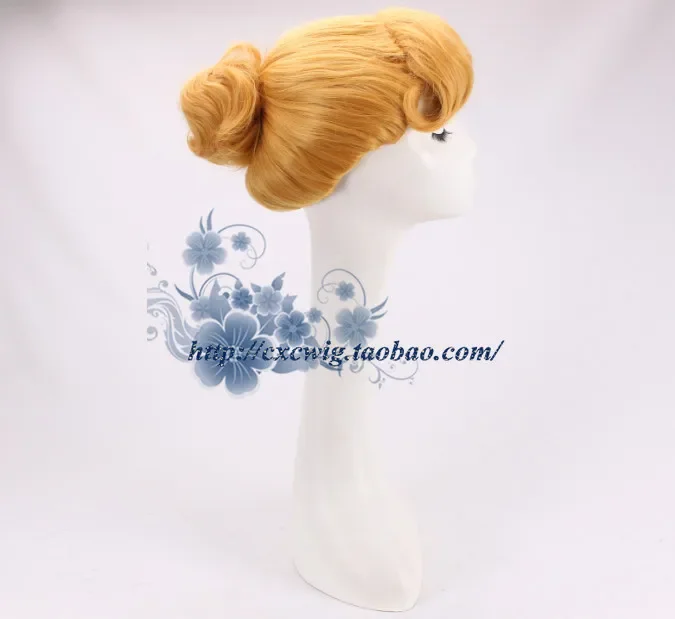 Halloween Vrouwen Fee Cinderella Prinses Pruik Volwassen Podium Rol Spelen Klassiek Geel Updo Gestileerd Assepoester Haar Pruik Kostuums