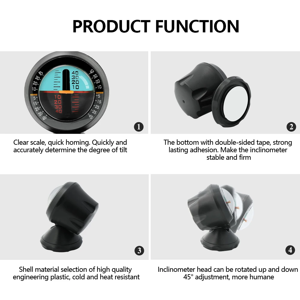 سيارة المنحدر الميل مستوى الميل مقياس المؤشر المنحدر متر التدرج موازن متعدد الوظائف للتخييم في الهواء الطلق