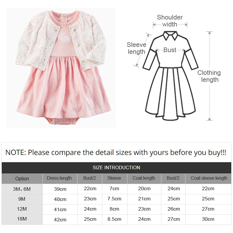 Ircomll Spring Summer Infant Baby Girls Clothes Sets Toddler Dresses Long Sleeves Cardigan+Bodysuit Dress Newborn Girl Outfit