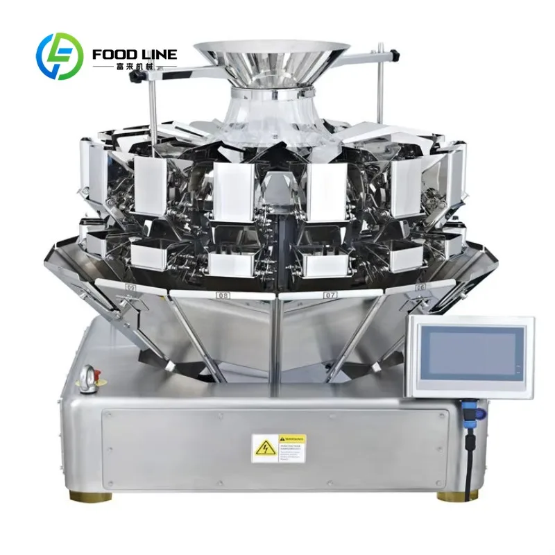 Customized 10/14 Heads Multihead Weigher Automatic Weighing Packing Machine for Chips Nuts Pet Food Popcorn Frozen Shrimp