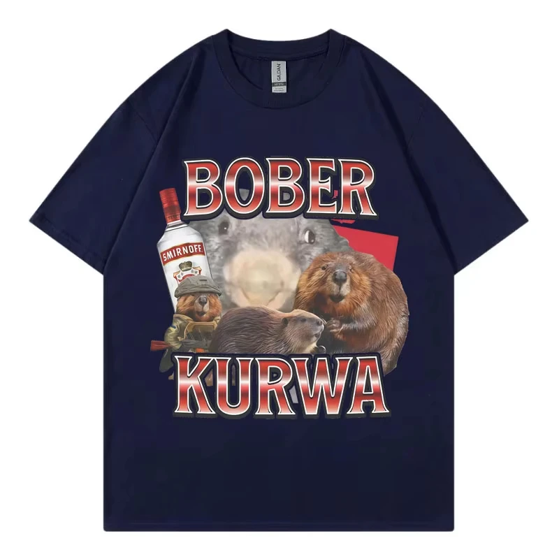 Harajuku Y2k تي شيرت تقليدي Bober Kurwa مضحك الجرذ ميمي الجرافيك تي شيرت الصيف موضة عادية تي شيرتات قطن للجنسين الشارع الشهير