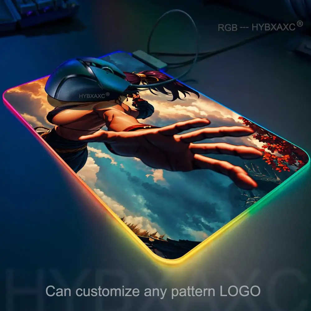 HYBXAXC 1pc Yoruichi Bleach Cover Mat XXL RGB Gaming Mouse Pads HD Black Gamer Accessories Large LED