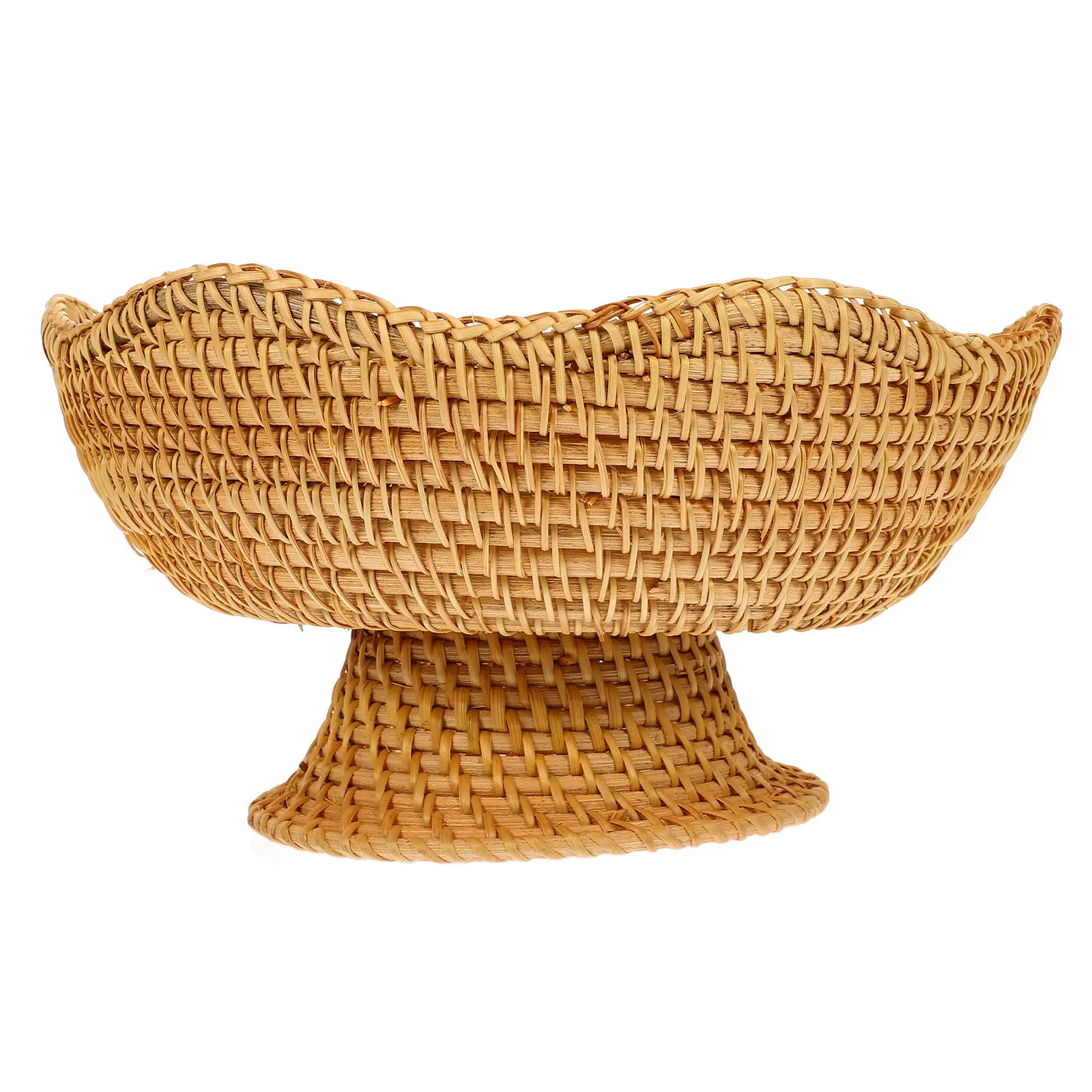 Exquisite Woven Rattan Storage Basket Round Desktop Organizer for Keys Wallet Phone Snacks Cosmetics Fruit Bread Chips