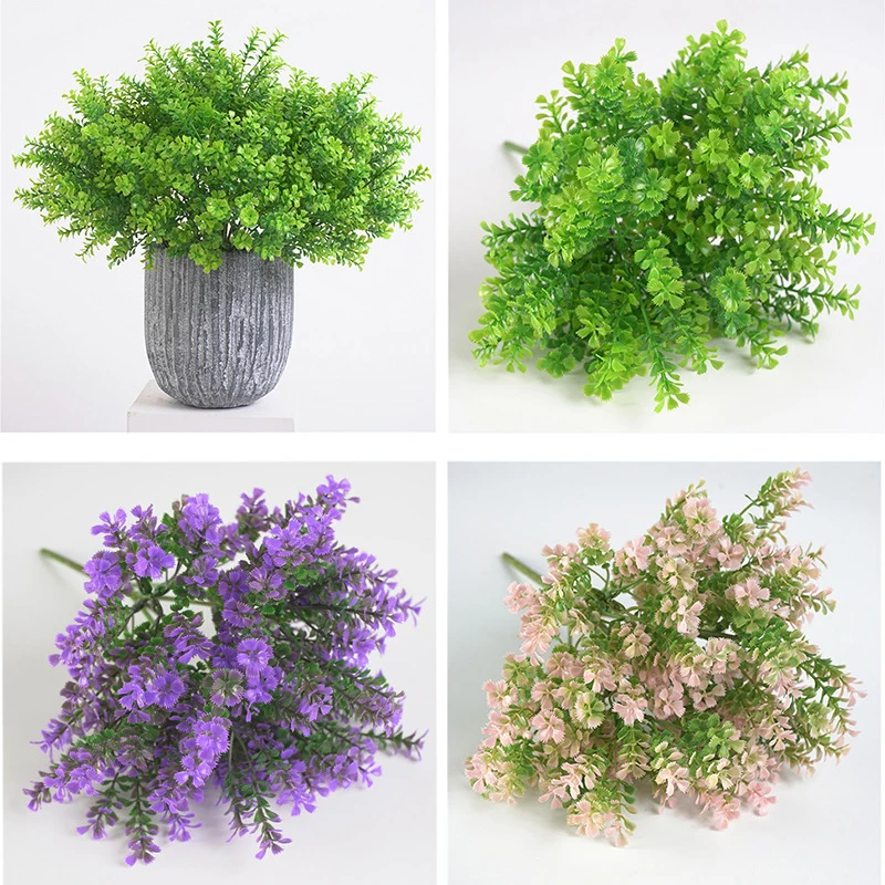 가짜 식물 유칼립투스 잔디 플라스틱 고사리, 녹색 잎, 인공 꽃, 웨딩 거실 테이블 장식, 홈 데코, 1 개