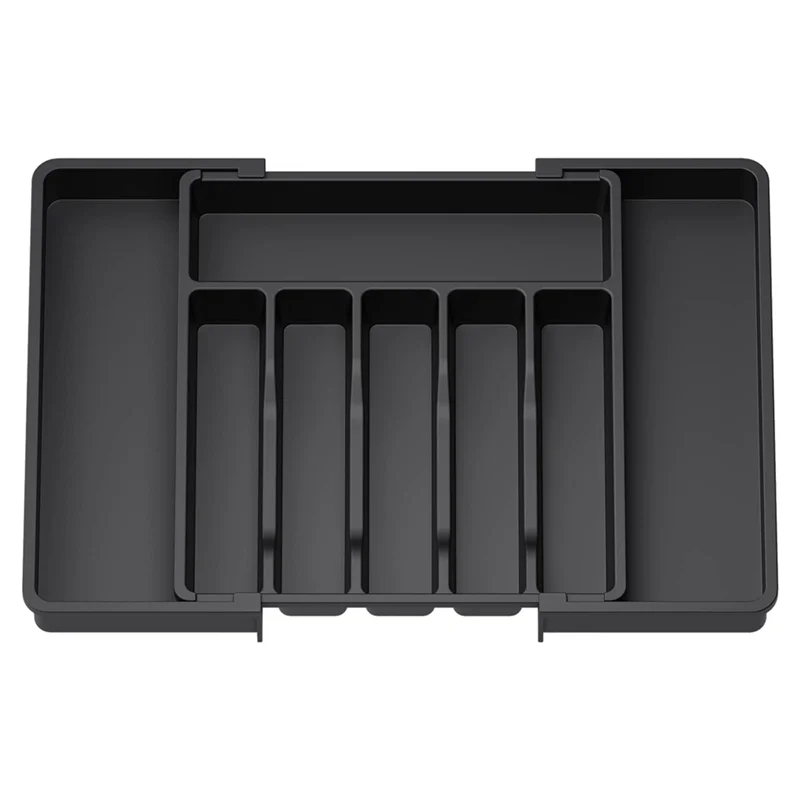 

A20F-Cutlery Drawer Organiser, Expandable Utensil Tray For Kitchen, Adjustable Silverware And Flatware Holder Easy To Use Black