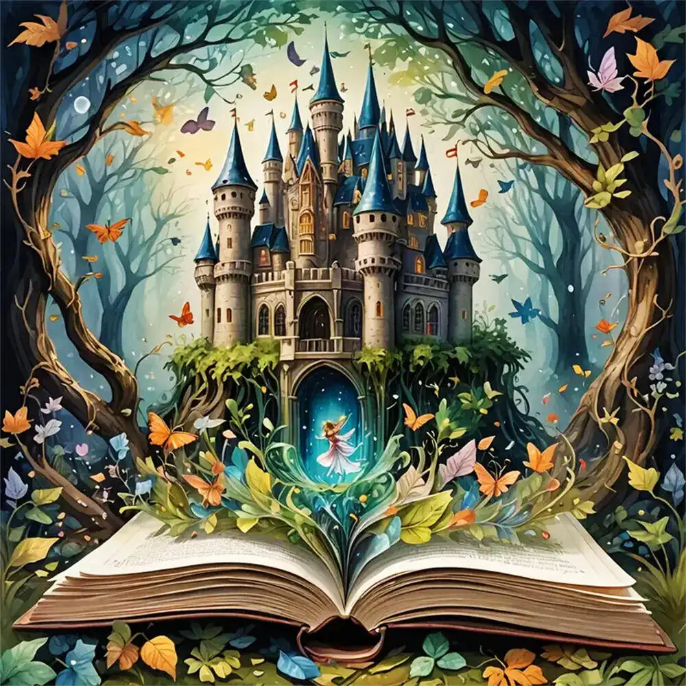 EverShine DIY Kunst Diamant Malerei Schloss Landschaft Diamant Mosaik Haus Buch handgemachte Wald Stickerei Fantasy Home Decor Geschenk
