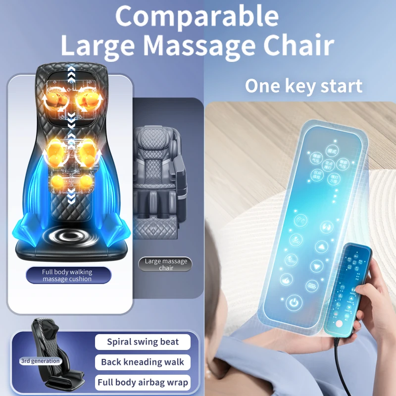 Electric Full Body Massage Cushion Seat Chair Air Compress Heat Shiatsu Tapping Deep Kneading Vibration Back Massager Relaxation