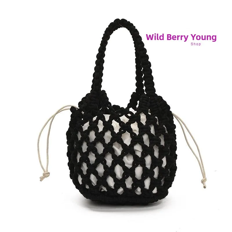 

Плетеная сетчатая сумка-ведро, пляжная сумка через плечо, женская сумка через плечо, вязаная сумка Fierman's Net, летняя сумка Sli