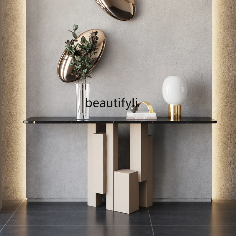 

Entrance Cabinet against the Wall Stone Plate Console Tables Extremely Narrow Living Room Side View Italian Light Luxury