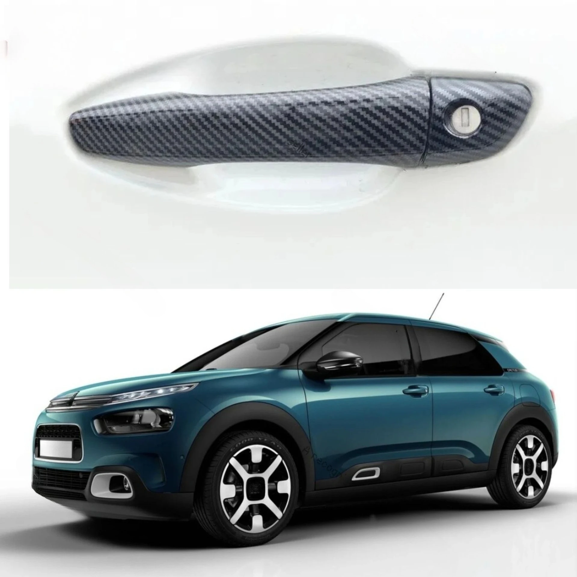 Suitable for 14-23 models Peugeot Citroen C4 Cactus handle bright black door handle sticker armrest decoration