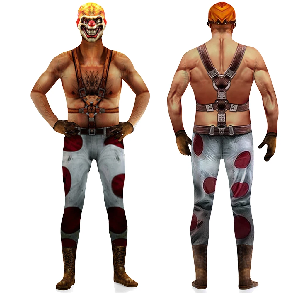 Sweet Tooth Cosplay Men Costume 2023 TV Twisted Metal Disguise Jumpsuit Outfits Male Halloween Carnival Disguise Roleplay Suit