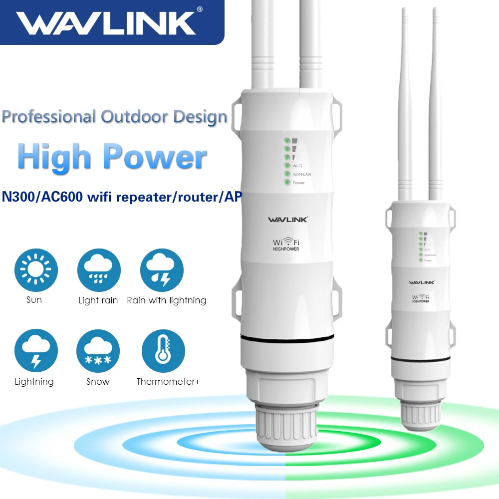 Wavlink AC600/AC300 Weatherproof RJ45 Outdoor Wireless WiFi AP/Repeater/Router Extender 5G 2.4G Bridge Wi Fi Signal Booster POE