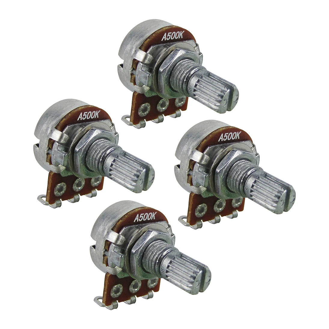 FLEOR 4PCS Mini Potentiometers 18-spline Shaft Guitar Pots 500K /250K Long / Short Shaft Choose Guitar Parts