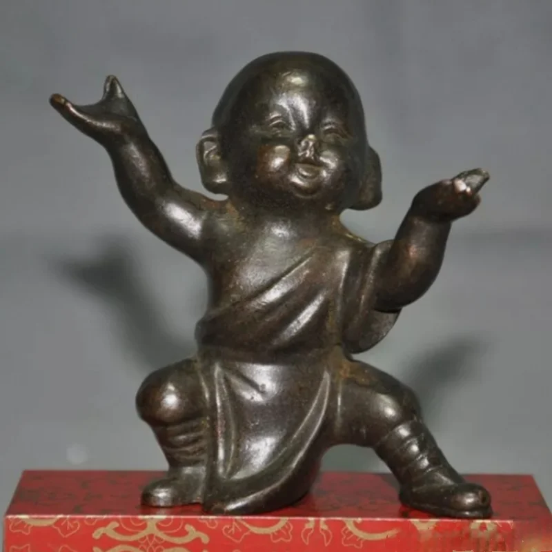 3.6" Chinese Buddhism temple bronze kung fu Monk The monk statue