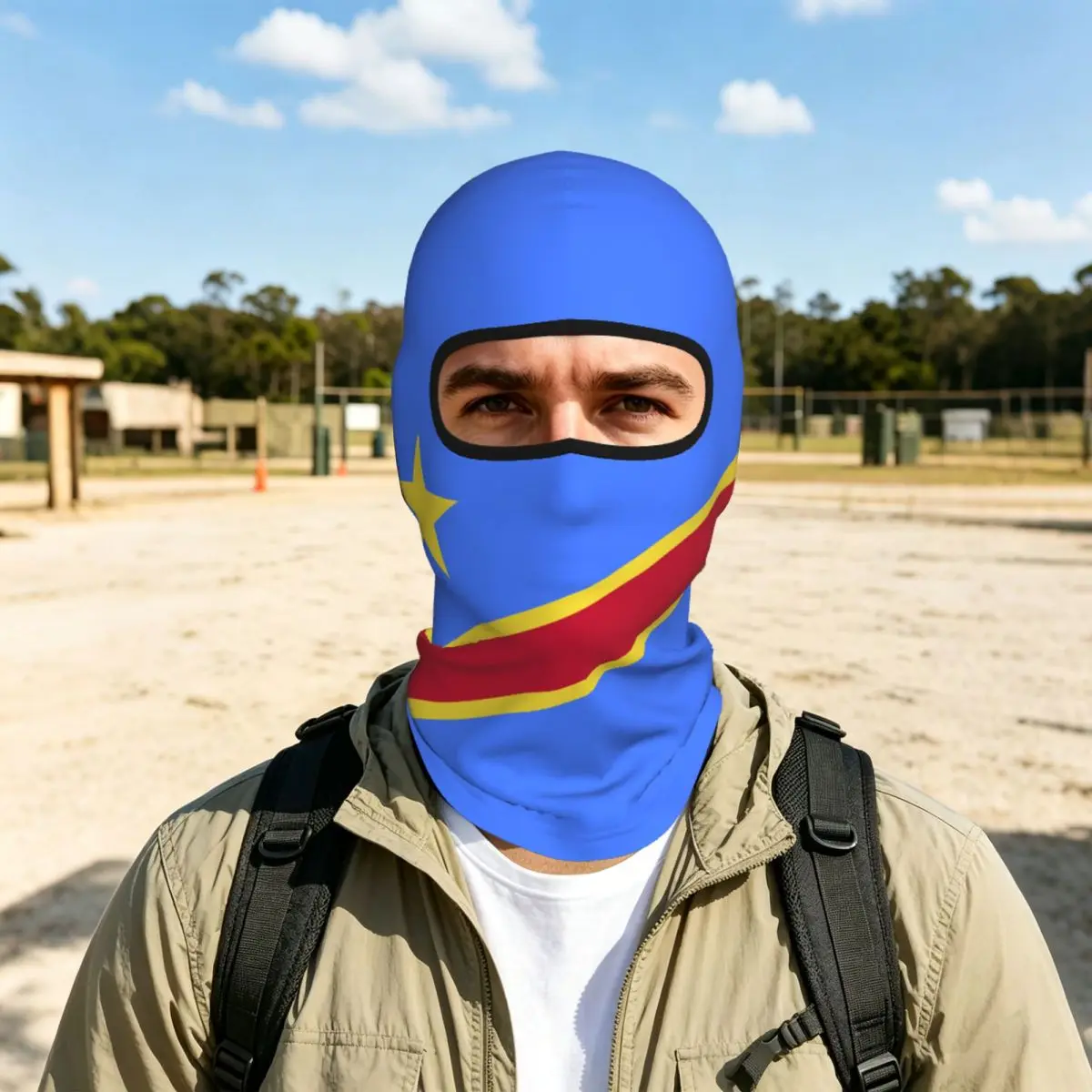 Congo Democratic Republic Flag Outdoor Cool Sunscreen Motorcycle Face Mask Moto Biker Wind Cap Mask Stopper Windproof Bicycle