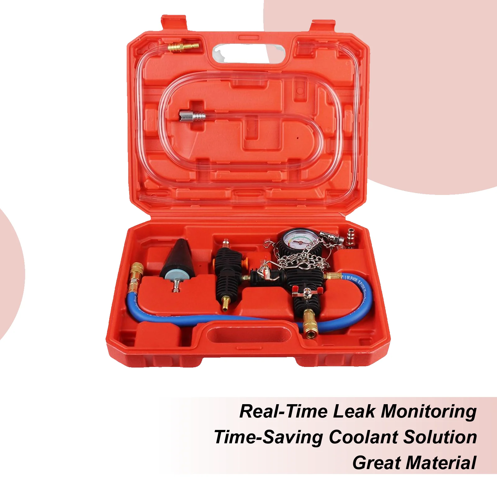 

Coolant Pressure Tester Kit Cooling System Leak Test Leakage Detector Gauge Refill Tool for Vehicle Automotive Fluid Management