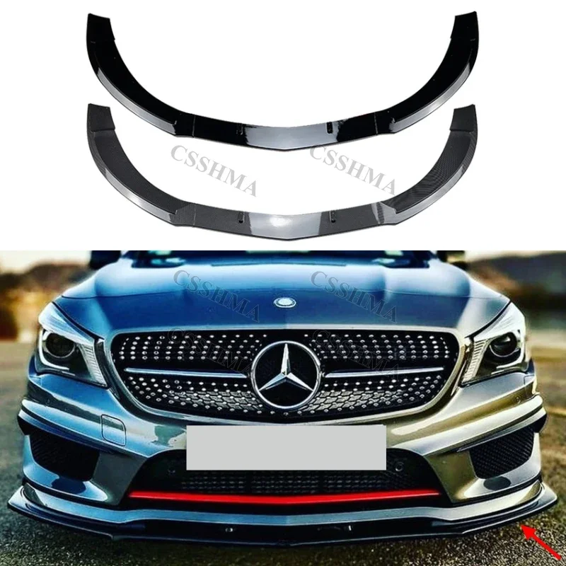 For Benz CLA-Class C117 CLA200 260 CLA45 Bumper Lip Chin Front Lip Spoiler Splitters Body Kit Aprons Cover Guard Trim 2013-2015