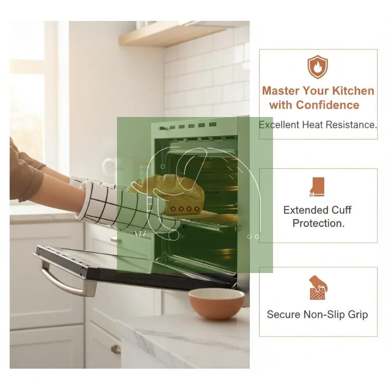 1 Pair Insulated Oven Gloves - Heat Resistant to 500°F, Waterproof & Non-Slip Grip for Baking, Grilling, Microwave | FDA Certifi