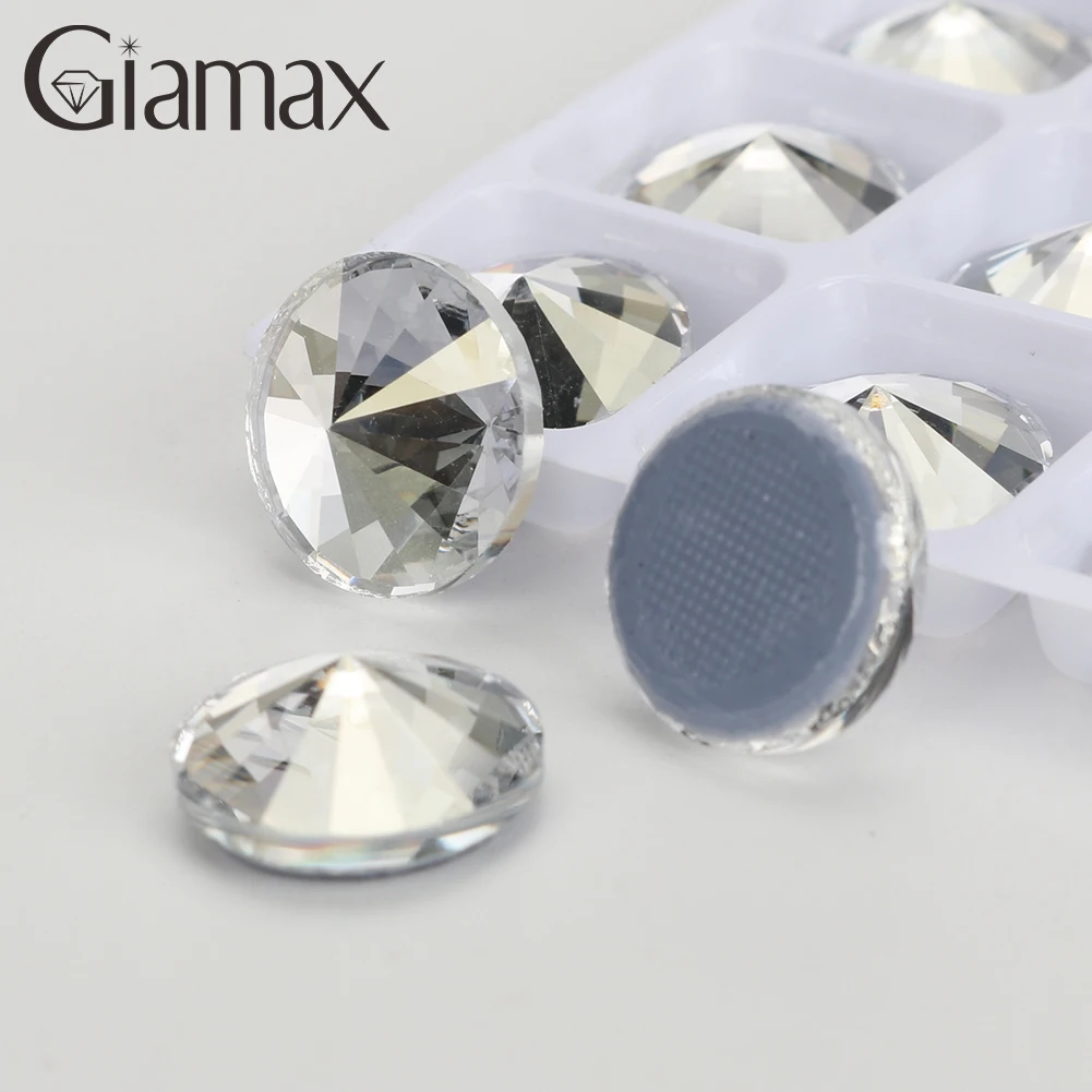 Giamax Rilovi زجاج كريستال AB ضوء القمر جت الأحجار المسطحة الإصلاح الراين للملابس الملابس أكياس 8 مللي متر 18 مللي متر مصنع المخرج