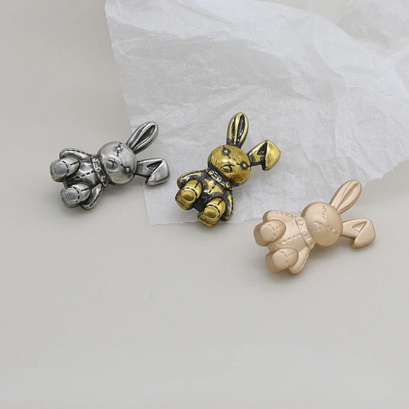 20X11mm Vintage Metal Rabbit Button for Knitted Cardigan Sweater Coat Decorative Children\'s Clothing Sewing Cartoon Shank Button