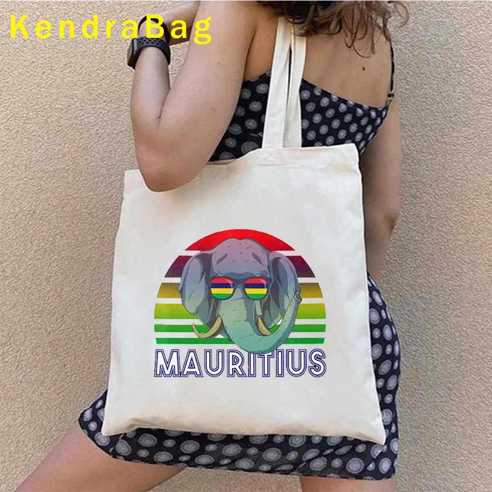 Mauritius Island Country Map Flag Heart Mauritius Girl Gifts palme Indian Ocean Beach Souvenir Cute Canvas Tote Bag Handbag