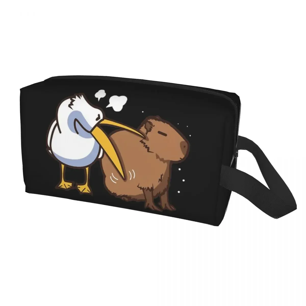 Pelican Tries To Eat Capybara Cosmetic Bag Women Fashion Large Capacity Kawaii Meme Makeup Case Beauty Storage Toiletry Bags