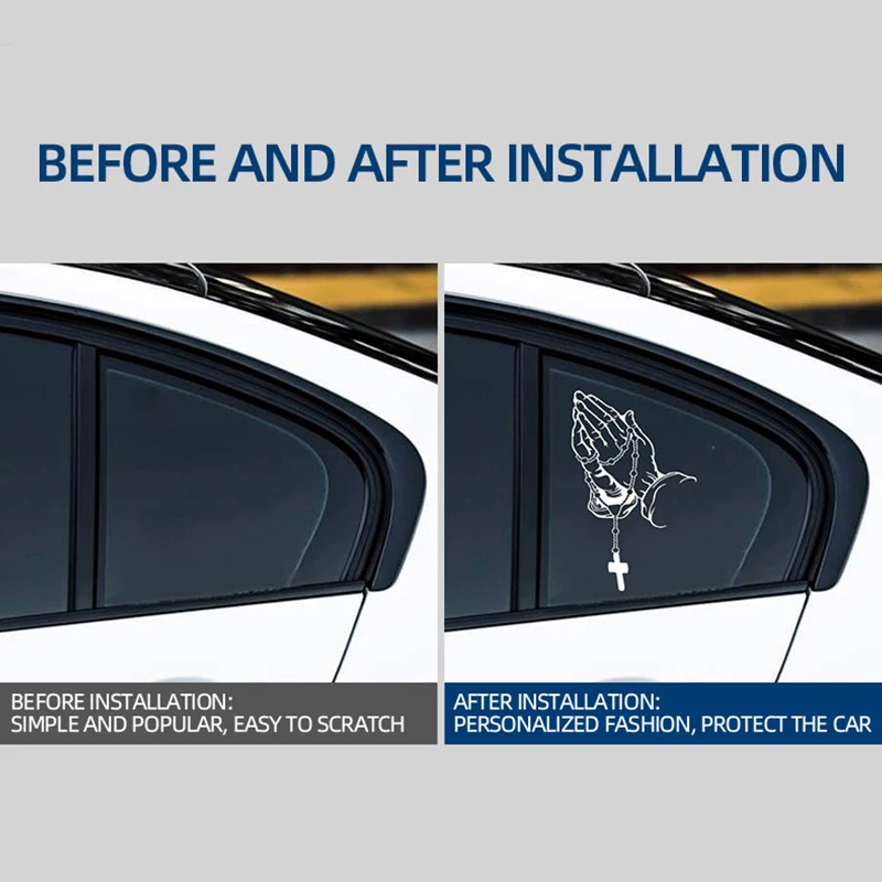Car Sticker Prayer Gesture Rear Windshield Reflective Stickers Waterproof Auto Styling Decoration Vinyl Body Window Sticker Deca image 3
