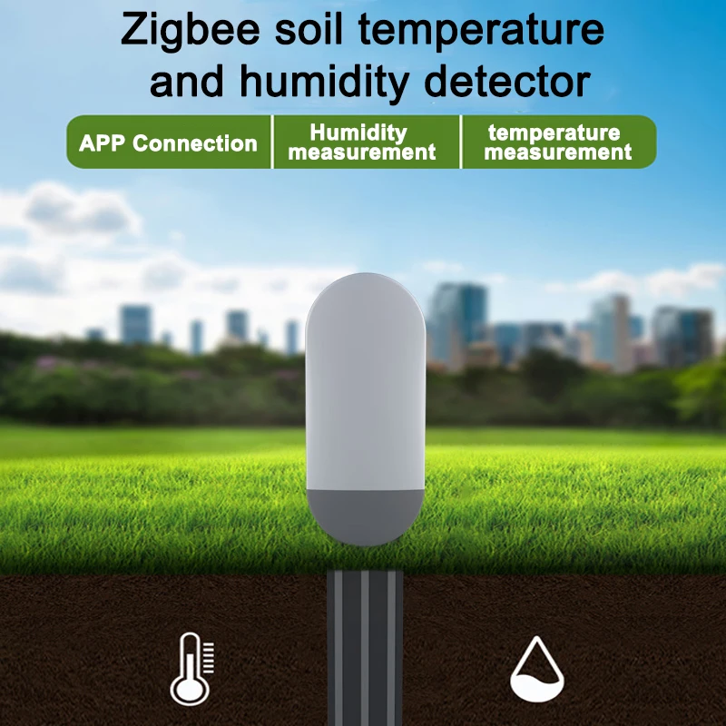 ZigBee 3.0 Soil Sensor Temperature And Humidity Detection Outdoor Waterproof Battery Powered Tuya Smart Life Remote Control