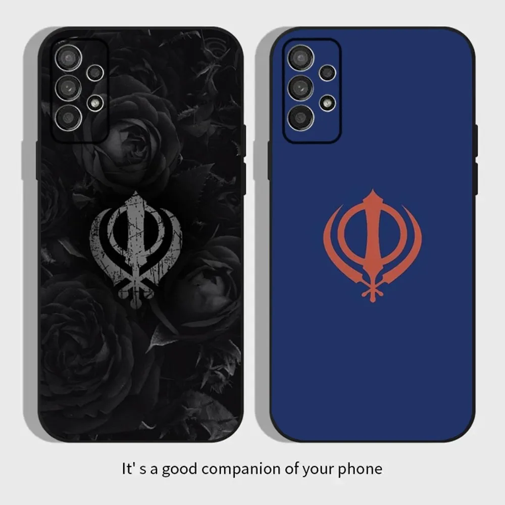 Sikh Khanda Sikhism Phone Case For Samsung Galaxy A13,A21s,A22,A31,A32,A52,A53,A71,A80,A91 Soft Black Cover