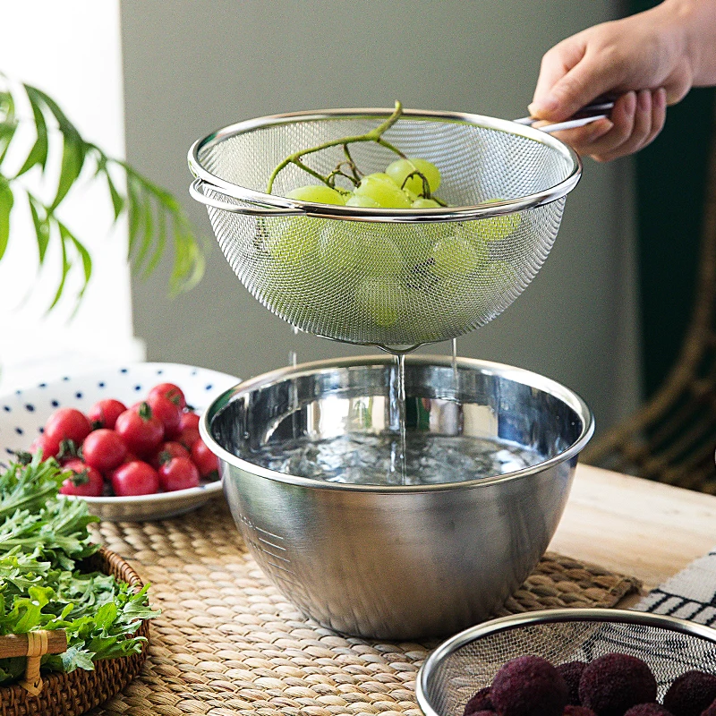 

Food Grade Stainless Steel Basin for Cooking Washing Vegetables Beating Eggs Draining Basin Japanese Style Dining Utensils