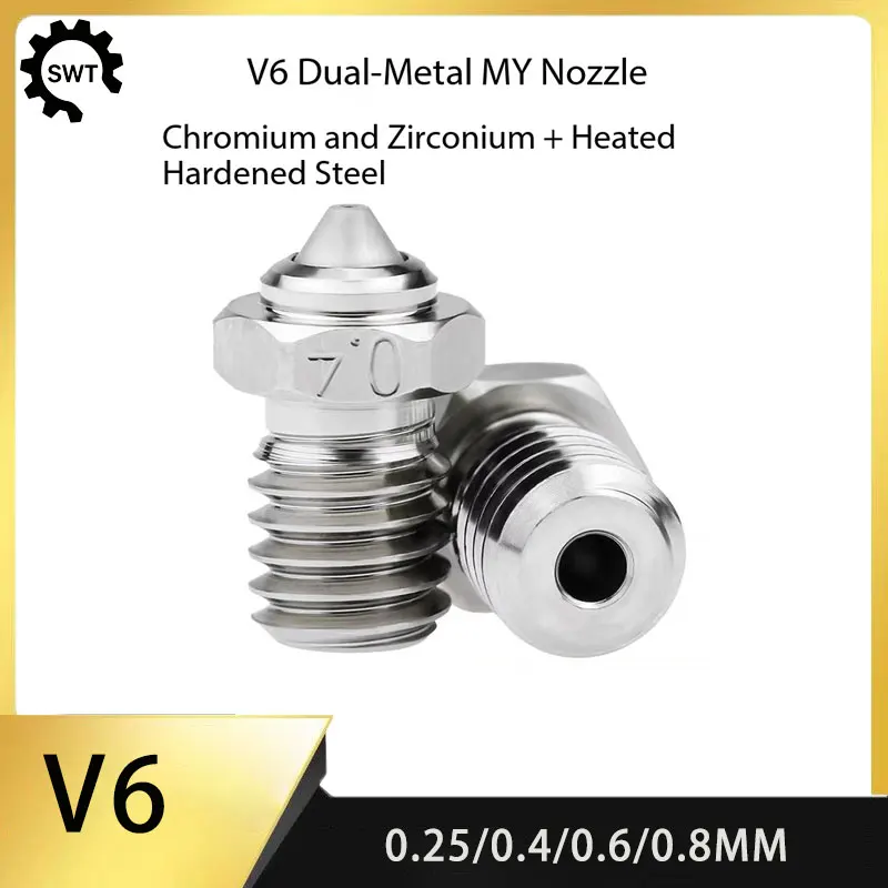 MY CHT Bimetal Clone Nozzle CuCrZr High Flow Wear‑Resistant High Temperature Nozzle For E3D V6 Hotend 1.75mm Filament Voron Ende