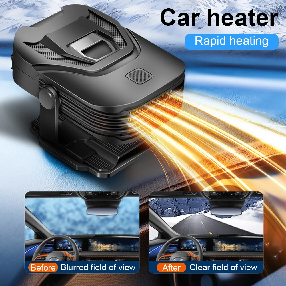 

1PCS Portable 150W Electric Car Heater 360-Degree Adjustable Defrosting Defogging Machine Winter Car Dashboard Heating Fan