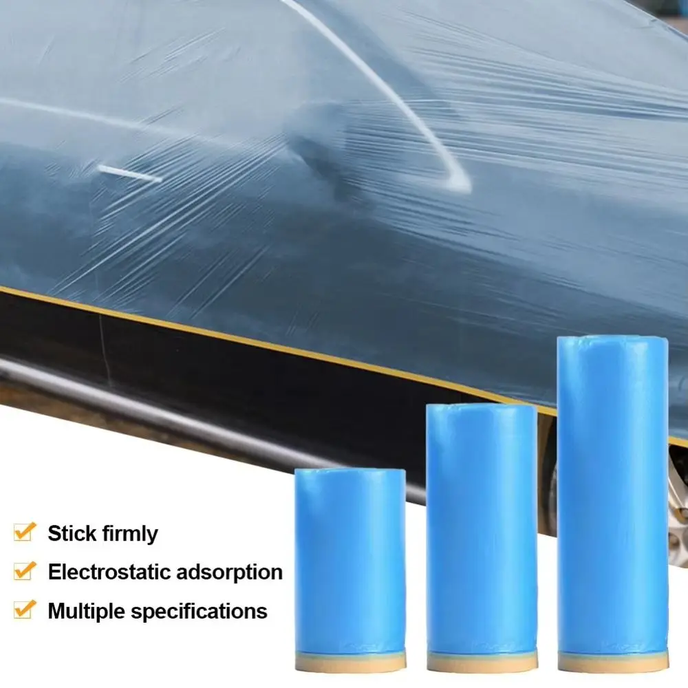 

New Blue Pre-Taped Masking Film 25M Durable Automotive Paint Coverage Paint Masking Film