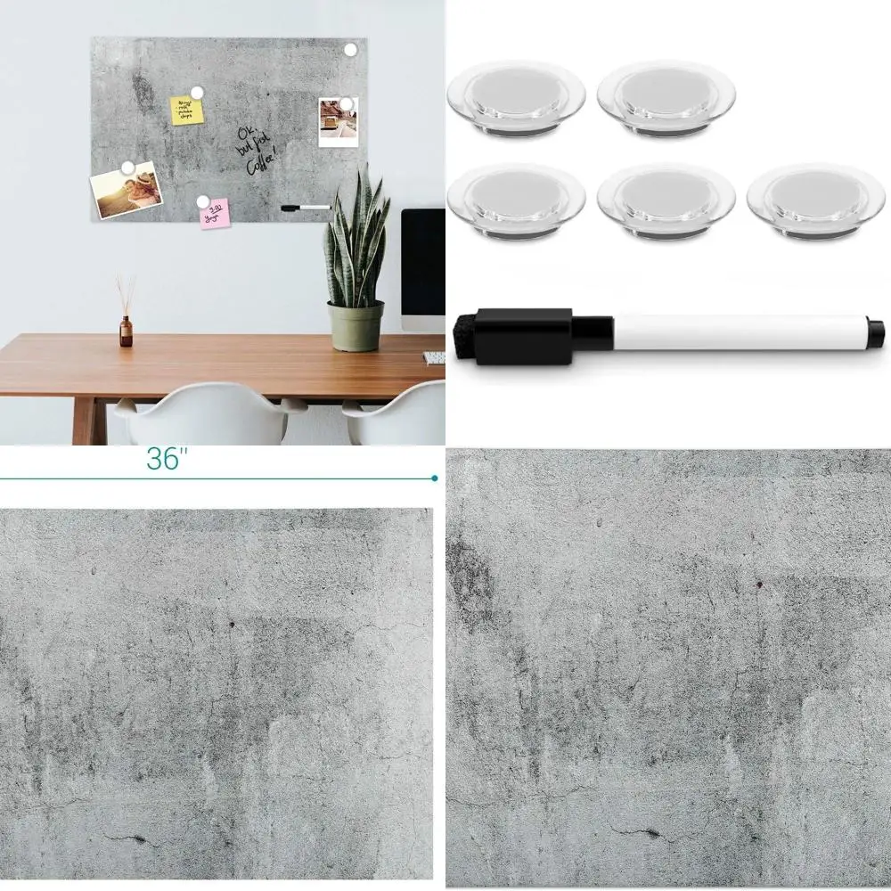 

24 x 36 Decorative Magnetic Whiteboard with Concrete Design, 5 Magnets & Marker Included