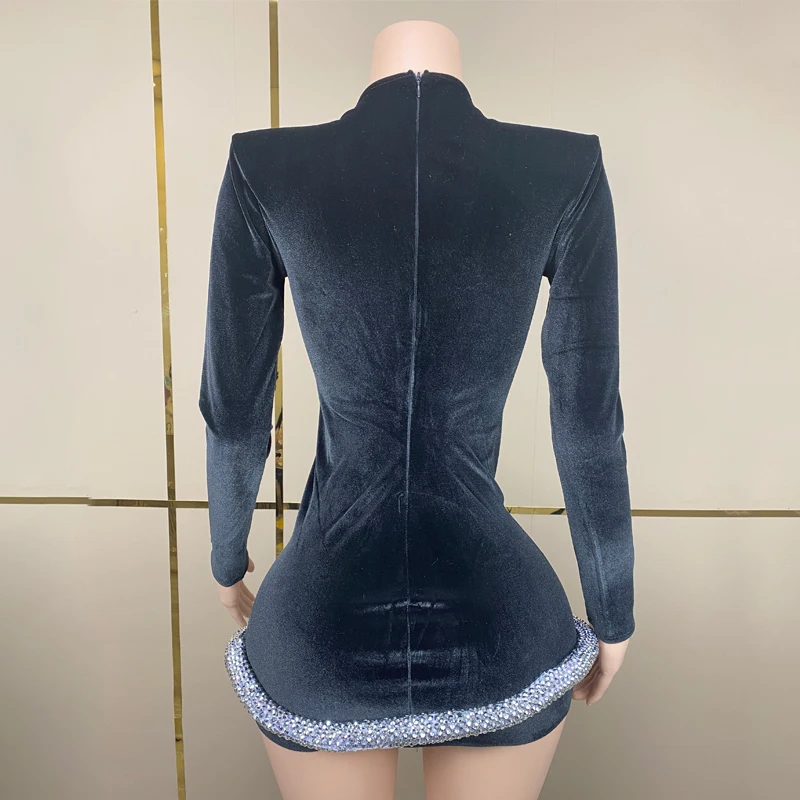 Frauen feiern Abendkleider schwarzer Samt 3d Diamant Schlangen kleid Party DS Stage Festival Outfit Gogo Tanz kostüme xs7439