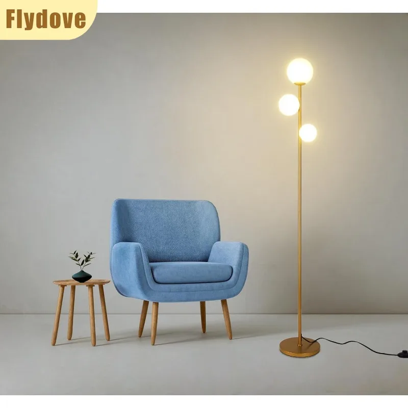 

Nordic Minimalist Modern Vertical Floor Lamp Sofa Side Living Room Apartment Frosted Glass Lampshade Indoor Lighting Fixture