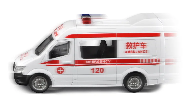 1/32 Alloy Ambulance Police Diecasts & Toy Vehicles Car Model Fire Truck Metal Pull Back Sound & Light Car For Children Toys