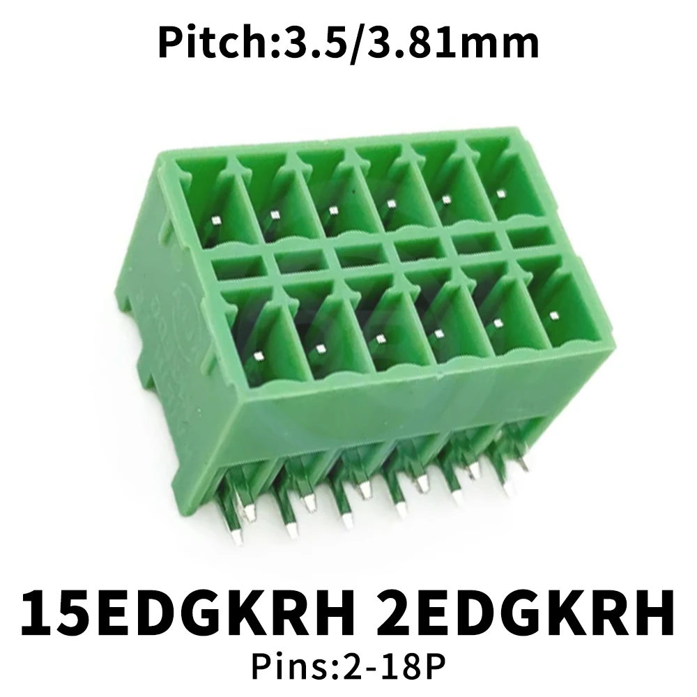 (5 pcs) KF 2EDGKRH 3.5MM 3.81MM Double Row Curved Pin Socket 15EDGKRH 3.5 3.81 Plug-in Terminal Block 2EDGKRH-3.5/3.81 2~18Pin