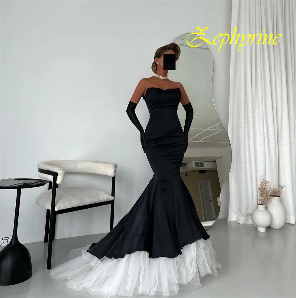 Vestido de noite elegante sem alças personalizado e vestidos de ocasião especial de cetim temperamento e vestidos de festa de sereia requintados